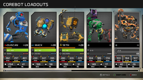 All the game’s robot frames, together at last. Spider’s still the best.